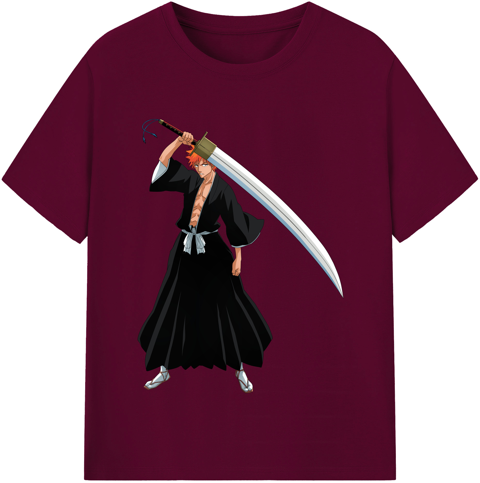 （画像用） ブリーチ 黒崎一護（くろさき いちご）BLEACH Kurosaki Ichigo レディースカジュアルプリントTシャツ（綿100％）